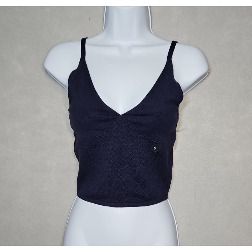 Beverly & Beck Womens Blue V Neck Cami Crop Tank Top Size Small NWOT